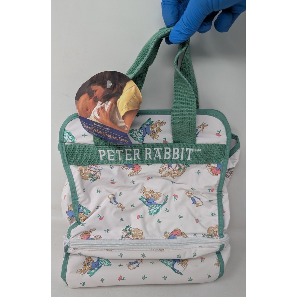 Vintage Beatrix Potter Peter Rabbit Mint Green Vinyl Baby Bottle Diaper Bag Tote